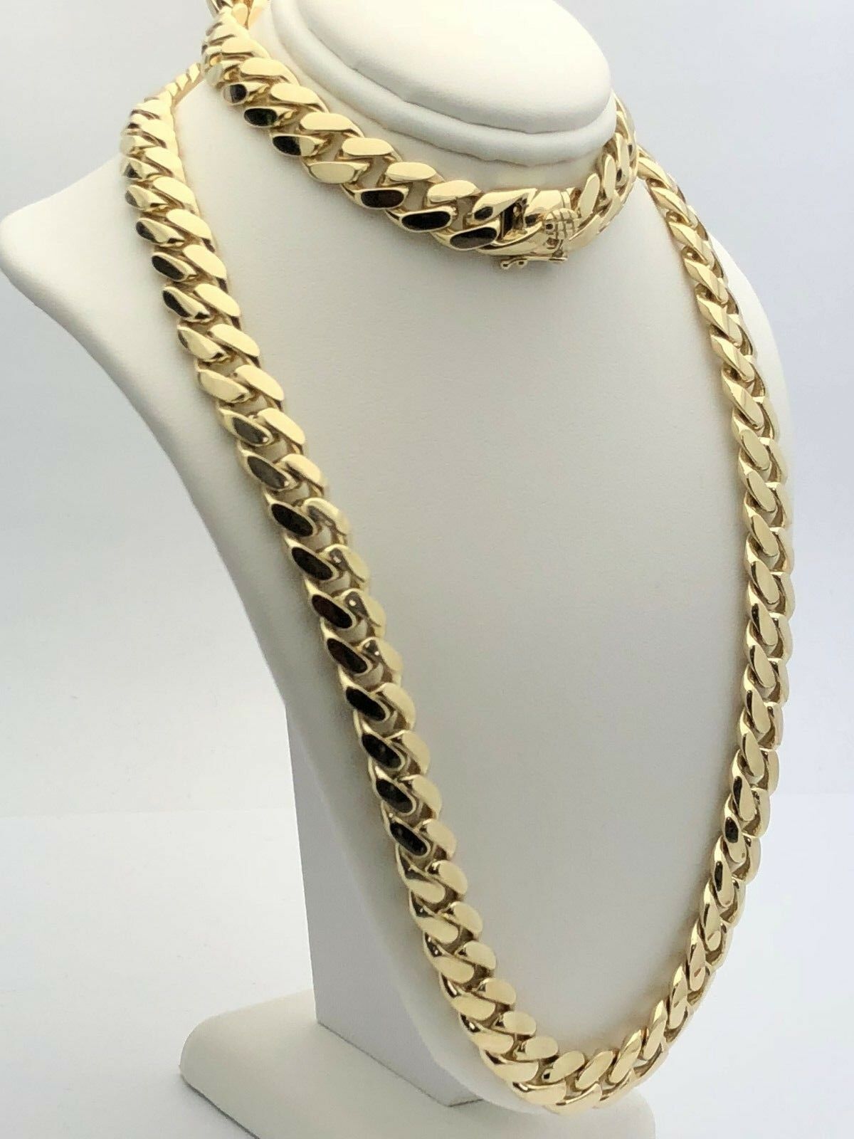 Men's 10k Yellow Gold Solid Heavy Miami Cuban Chain Necklace 22" 10.4mm 143g
