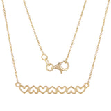 14k Yellow Gold Open Hearts Bar Necklace 20" 2.6 grams - Yellow,20"