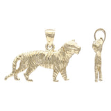 14k Yellow Gold Solid Polished Animal Tiger Charm Pendant 4.1 grams - Yellow