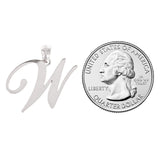 14k White Gold Initial Letter W Alphabet Charm Pendant - Letter W,White