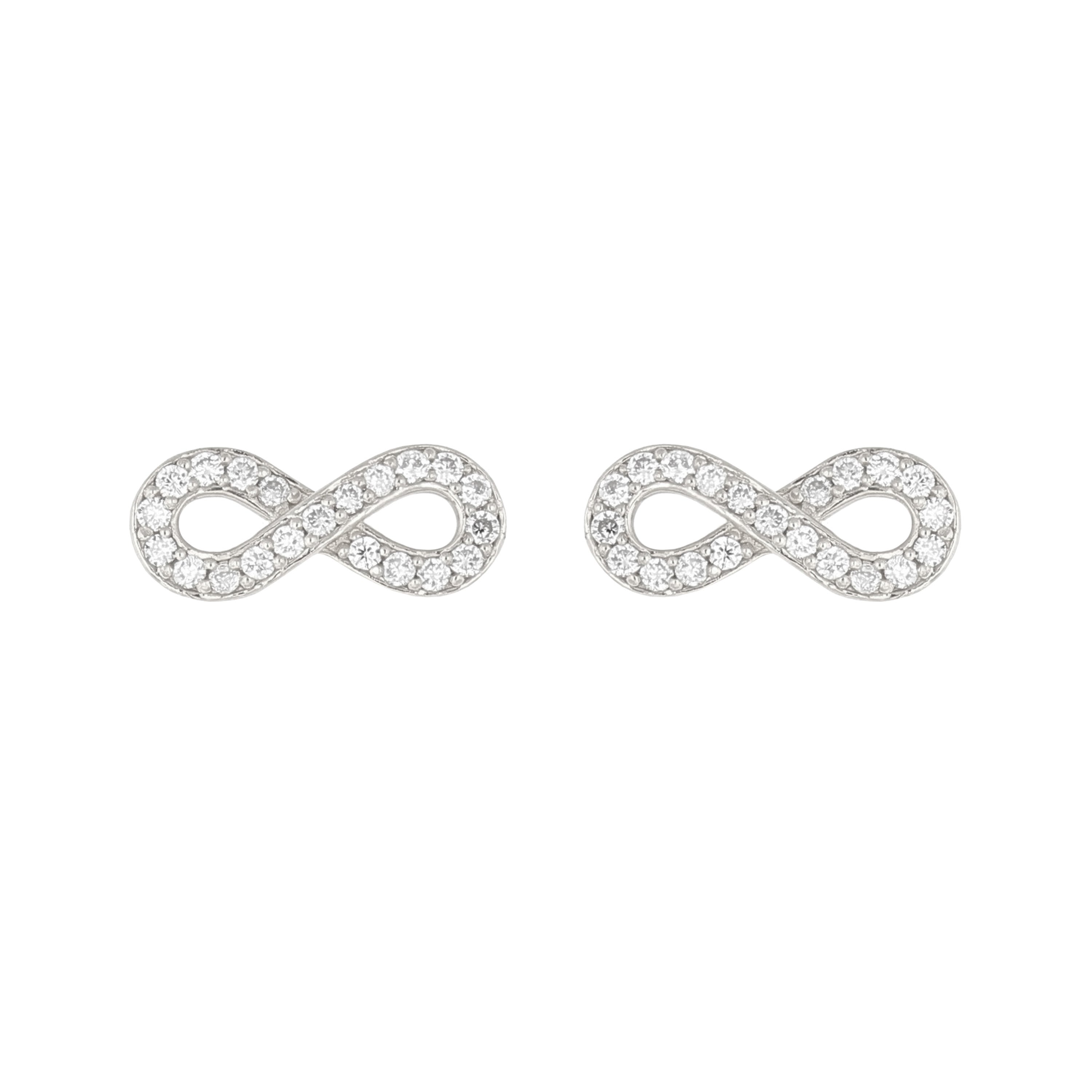 14k White Gold 0.30ctw Diamond Infinity Symbol Stud Earrings