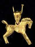 14k Yellow Gold Solid Horse Charm Pendant 2.2 grams