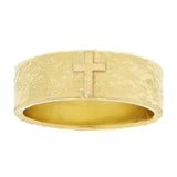 14k Yellow Gold Solid Hammered Cross Ring Band Size 8.5 - 6.8mm 7.4 grams