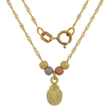 14k Tri Color Gold Ball Beads Lady Bug Charms Singapore Chain Necklace 17"