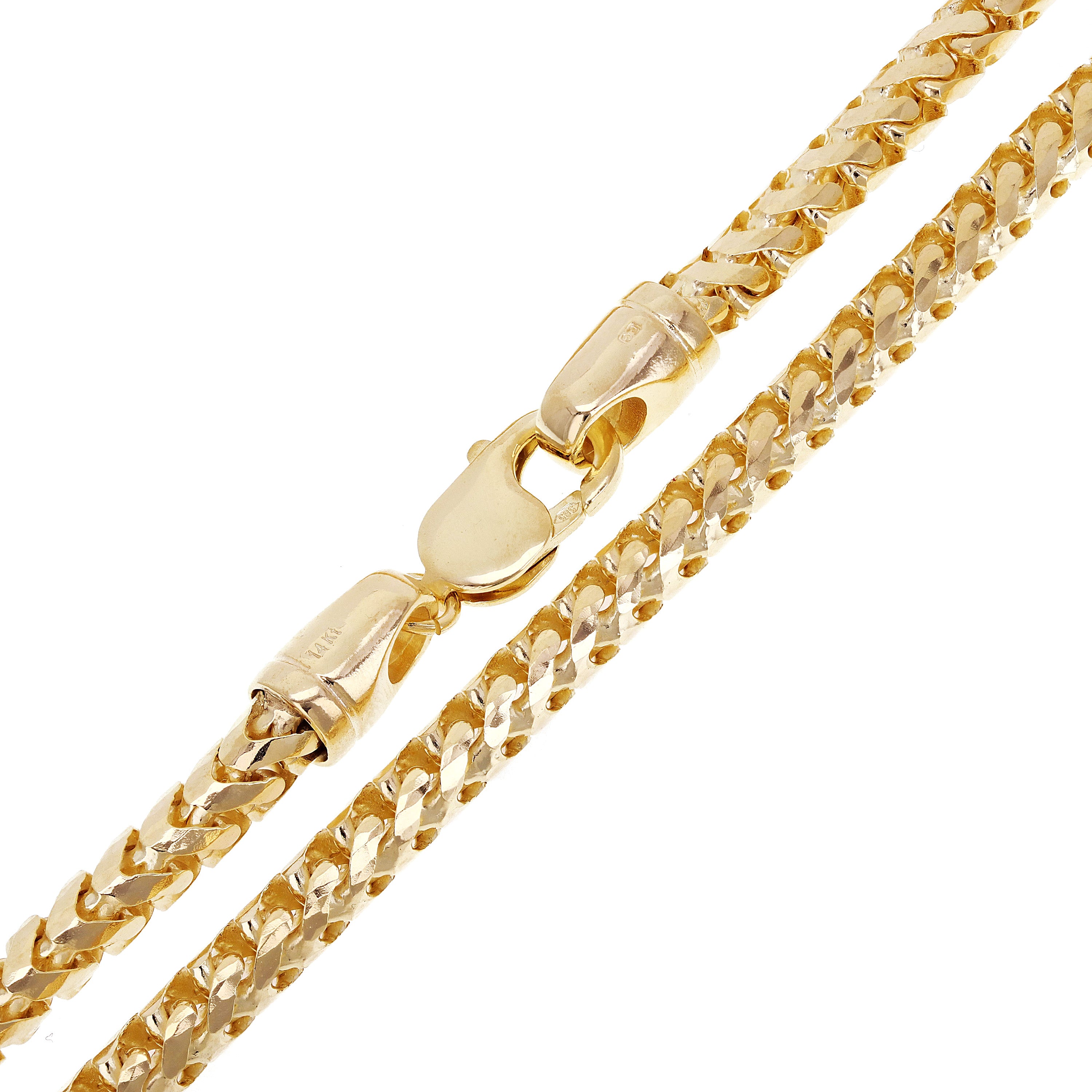 Italian 14k Yellow Gold Solid Diamond Cut Franco Chain Necklace 28" 6 mm 140 grams - 28"