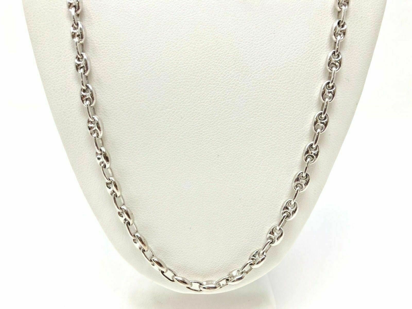 14k White Gold Solid Gucci Mariner Link Chain Necklace 22" 4.9mm 33 grams - White,22"