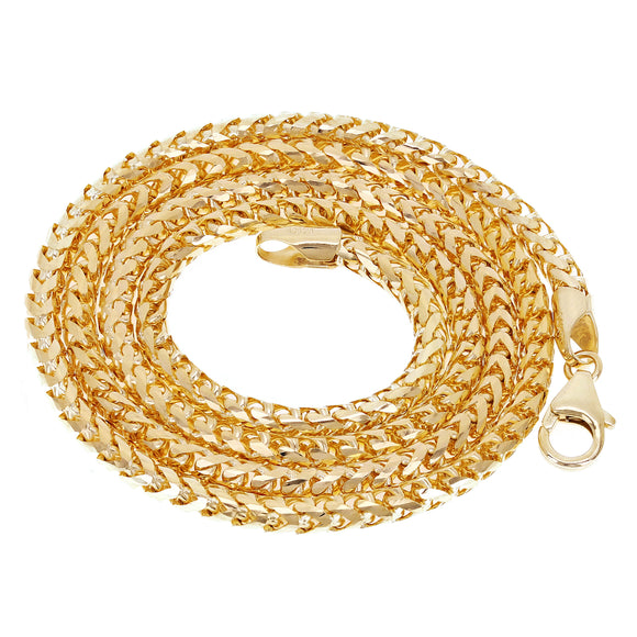 Italian 14k Yellow Gold Solid Diamond Cut Franco Chain Necklace 18