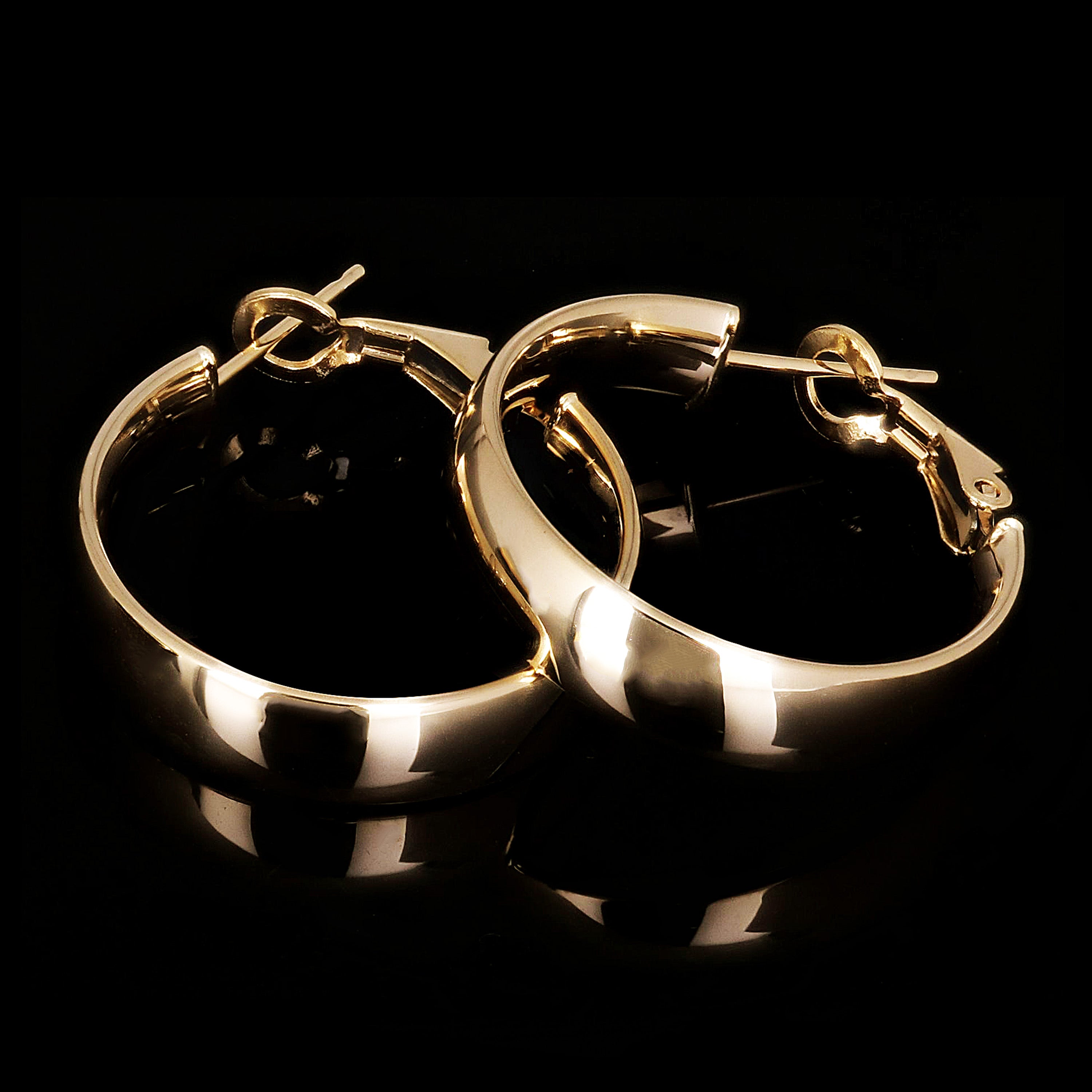 Italian 14k Yellow Gold High Polish Shiny Round Hollow Hoop Earrings 1" 5.7mm 3g