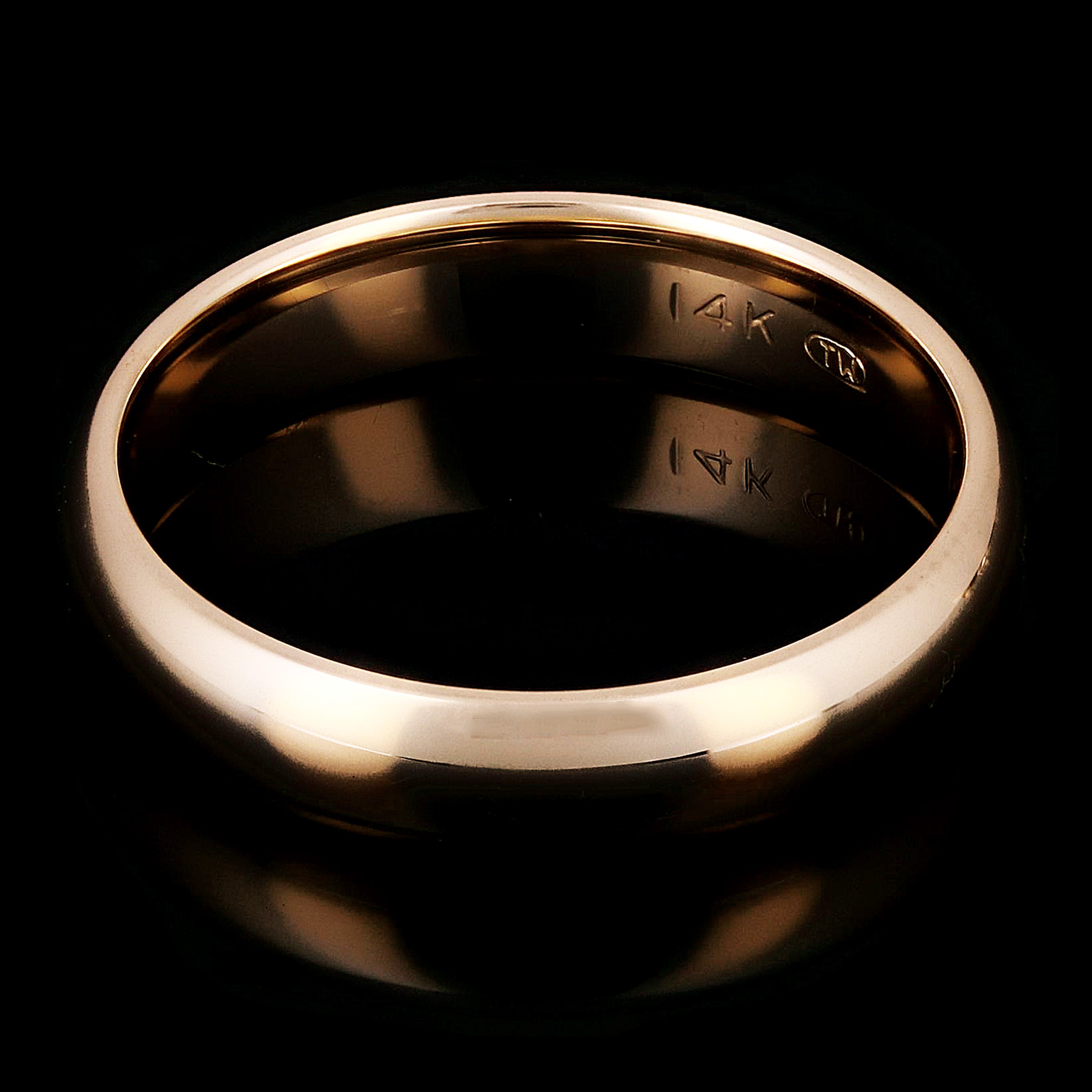 14k Yellow Gold Comfort Fit Plain Wedding Band Ring 4mm Size 6 - Yellow,4mm Ring Size 6