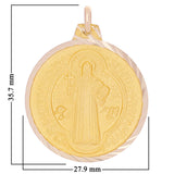 Italian 14k Yellow Gold Saint Benedict Reversible Medal Pendant 1.4" 6.5 grams - 1.4" 6.5 grams