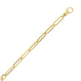 Italian 14k Yellow Gold Oval & Paper Clip Link Chain Bracelet 8" 5.2 grams