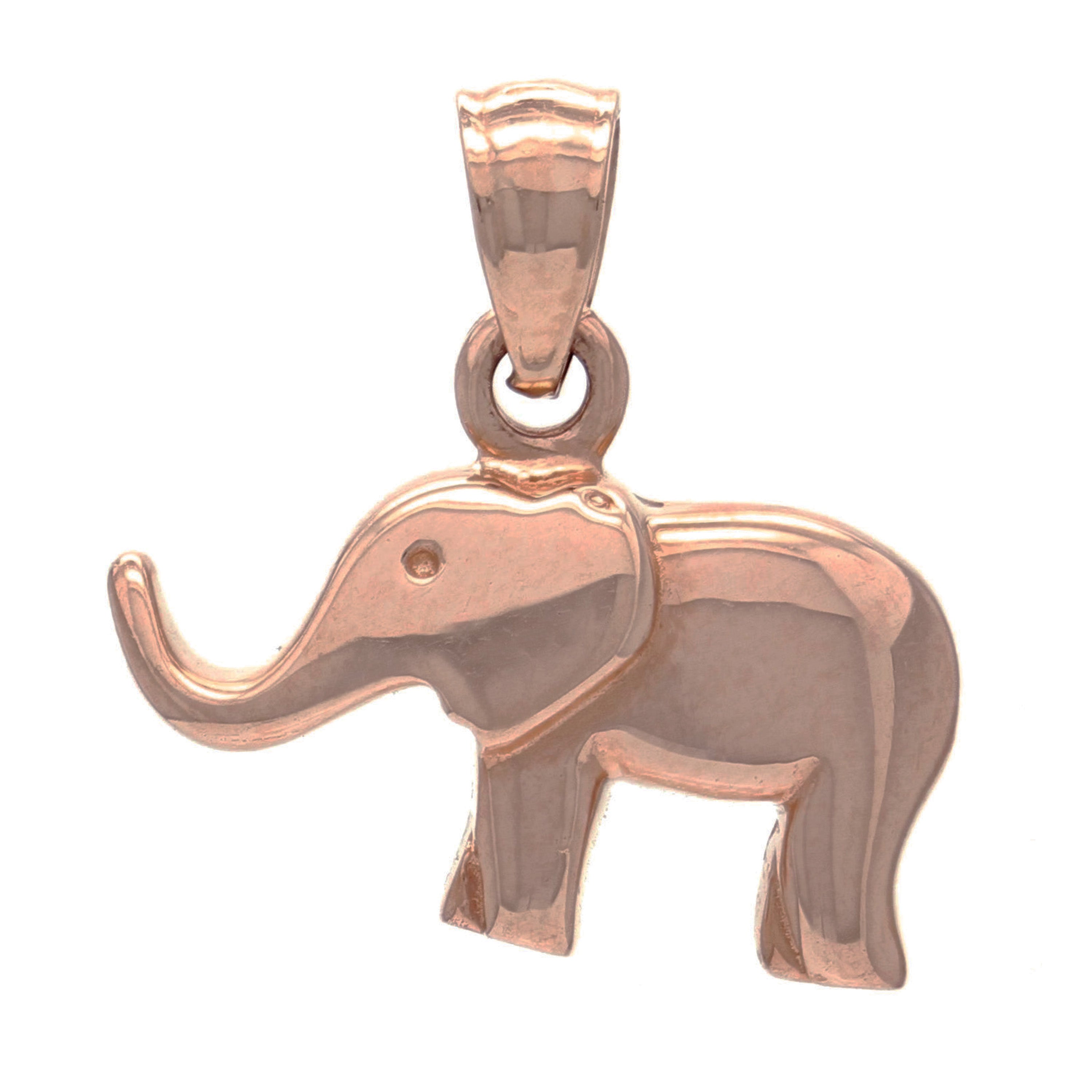 14k Rose Gold High Polish 3D Good Luck Charm Elephant Pendant 2.7 grams - Rose