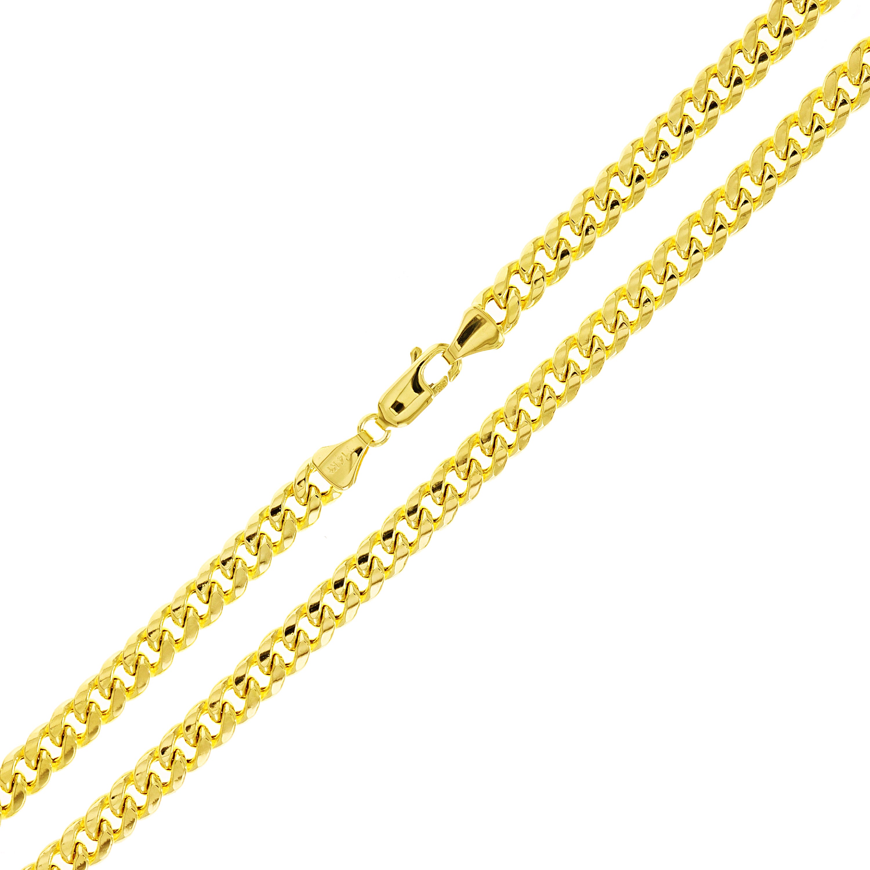 Italian 14k Yellow Gold Hollow Miami Cuban Chain Necklace 20" 5.3mm 15 grams - 20" 15 grams