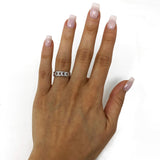 14k White Gold Cuban Link Ring Chain Stackable Ring Band Size 6.75 3.5 grams - White