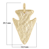 14k Yellow Gold Hammered Arrow Pendant 1.15" 5.3 grams