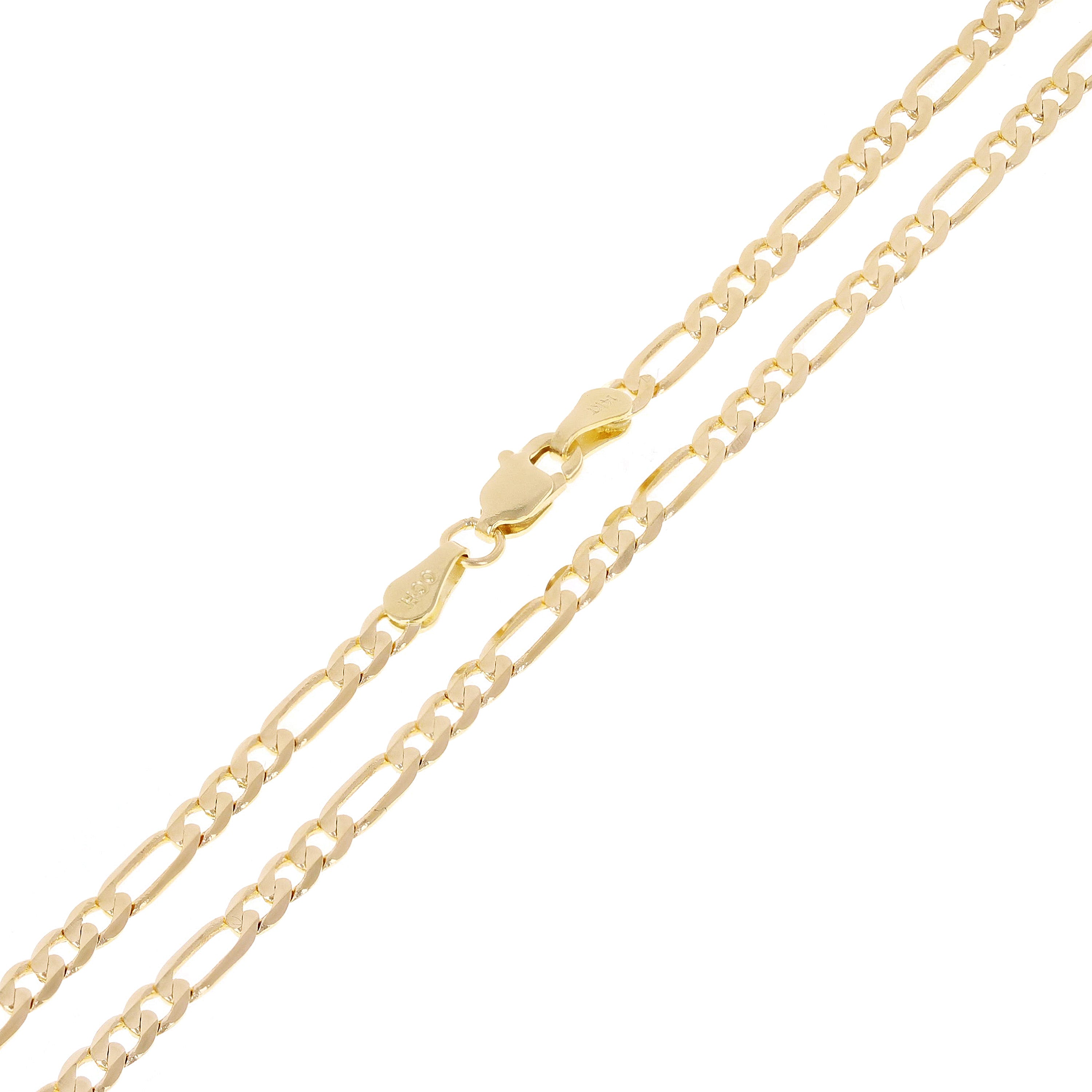 Italian 14k Yellow Gold Solid Figaro Chain Necklace 18" 2.3mm 4.3 grams - 18"