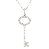 14k Yellow or Rose Gold 0.13 ctw Diamond Key Pendant Necklace 18"
