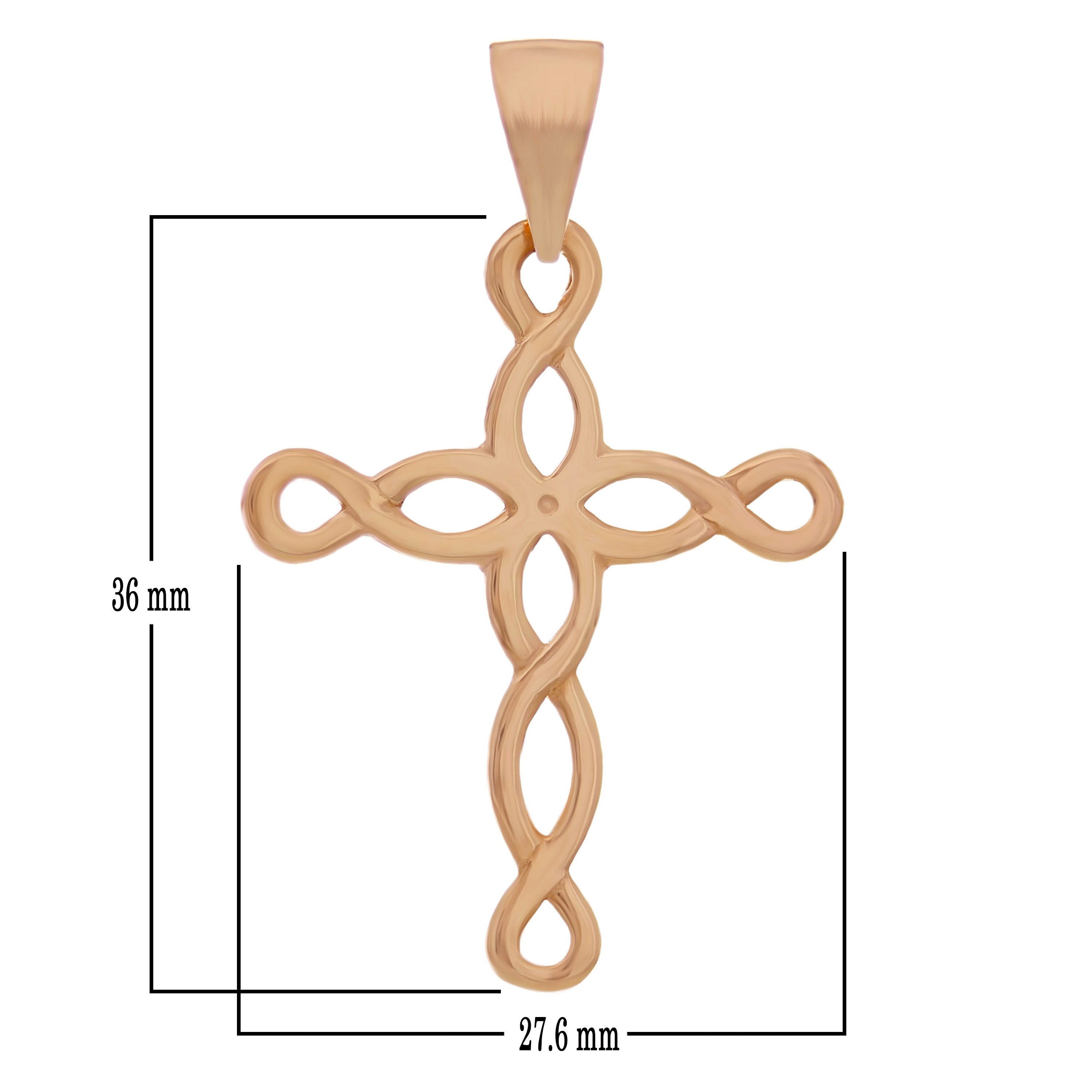 14k Rose Gold Filigree Cross Charm Pendant 1.75" 2.5 grams - Rose
