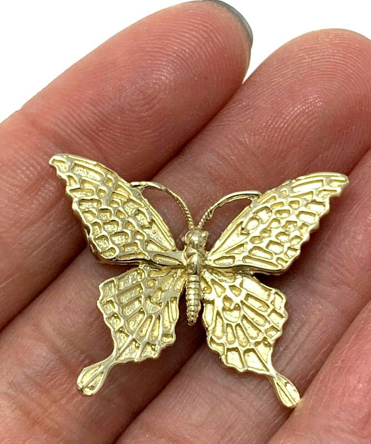 14k Yellow Gold Butterfly Charm Pendant 3.3 grams