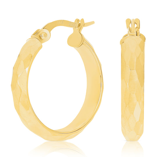 Outlets 14K Faceted Hoop Earrings