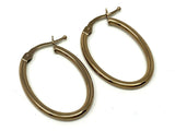 Italian 14k Brown Gold U Shaped Oval Hoop Earrings 1" 1.2 grams