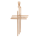 14k Rose Gold Solid Calvary 3 Cross Religious Charm Pendant 1.75" 1.8 grams - Rose