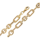 Italian 14k Yellow Gold Hollow Oval Textured & Round Bracelet 7.75" 10mm 10g