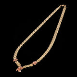 14k Yellow & Rose Gold Leaf Link Necklace with Flowers 17" 6.3mm 19.5 grams