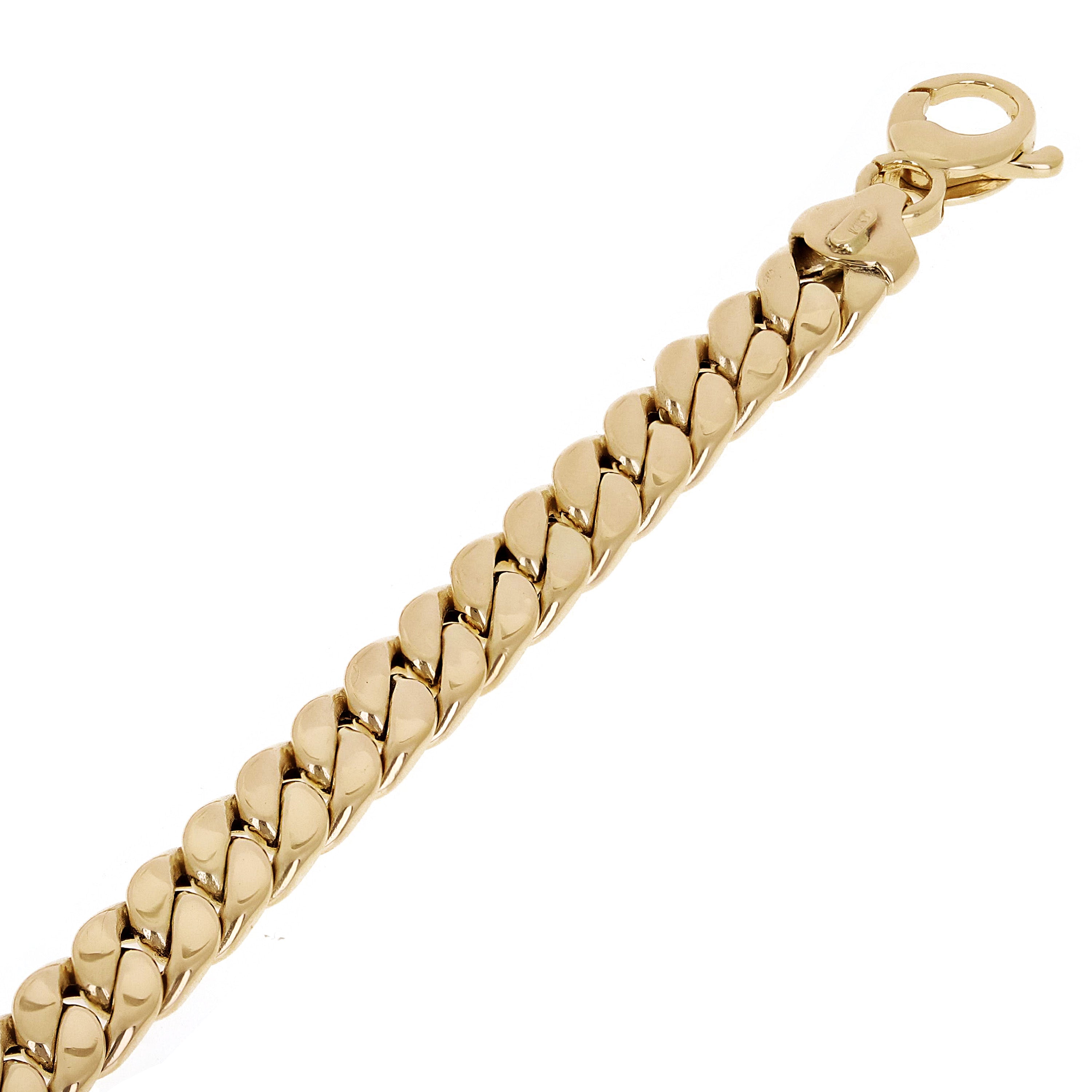 Italian 14k Yellow Gold Hollow Flat Miami Cuban Link Bracelet 8.5" 5.8mm 7.5gram