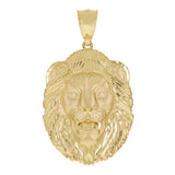 14k Yellow Gold Solid Diamond Cut Roaring Lion Head Face Pendant 2.3" 9.5 grams - Large
