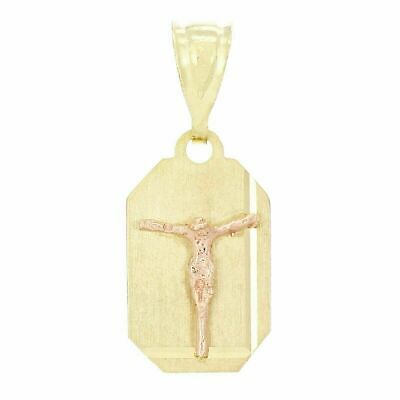 14k Two Tone Gold Jesus Christ Crucifix Charm Pendant 1.9g