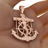 10k Rose Gold Jesus Christ Crucifix Mariner Anchor Pendant 2.5" 14.5 grams - Rose