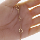 Italian 14k Yellow Gold Open Heart Link Station Bracelet 7" 9.5mm 1.6 grams