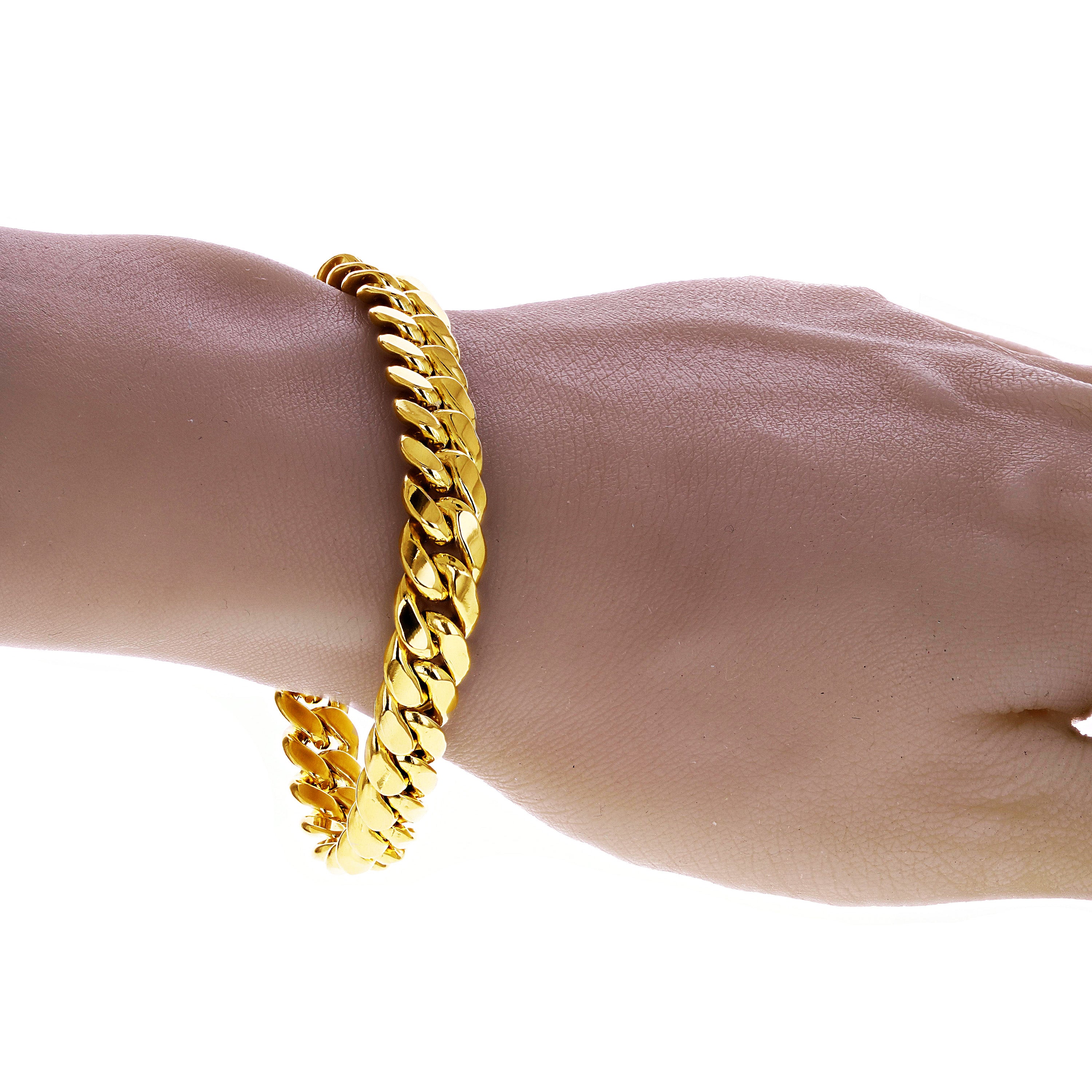 Italian 10k Yellow Gold Hollow Miami Cuban Chain Bracelet 8" 9.8mm 18.1 grams - 0.8" 18.1 grams