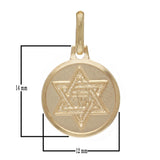 Italian 14k Yellow Gold Jewish Star of David Hebrew Chai Charm Pendant 1.4 grams