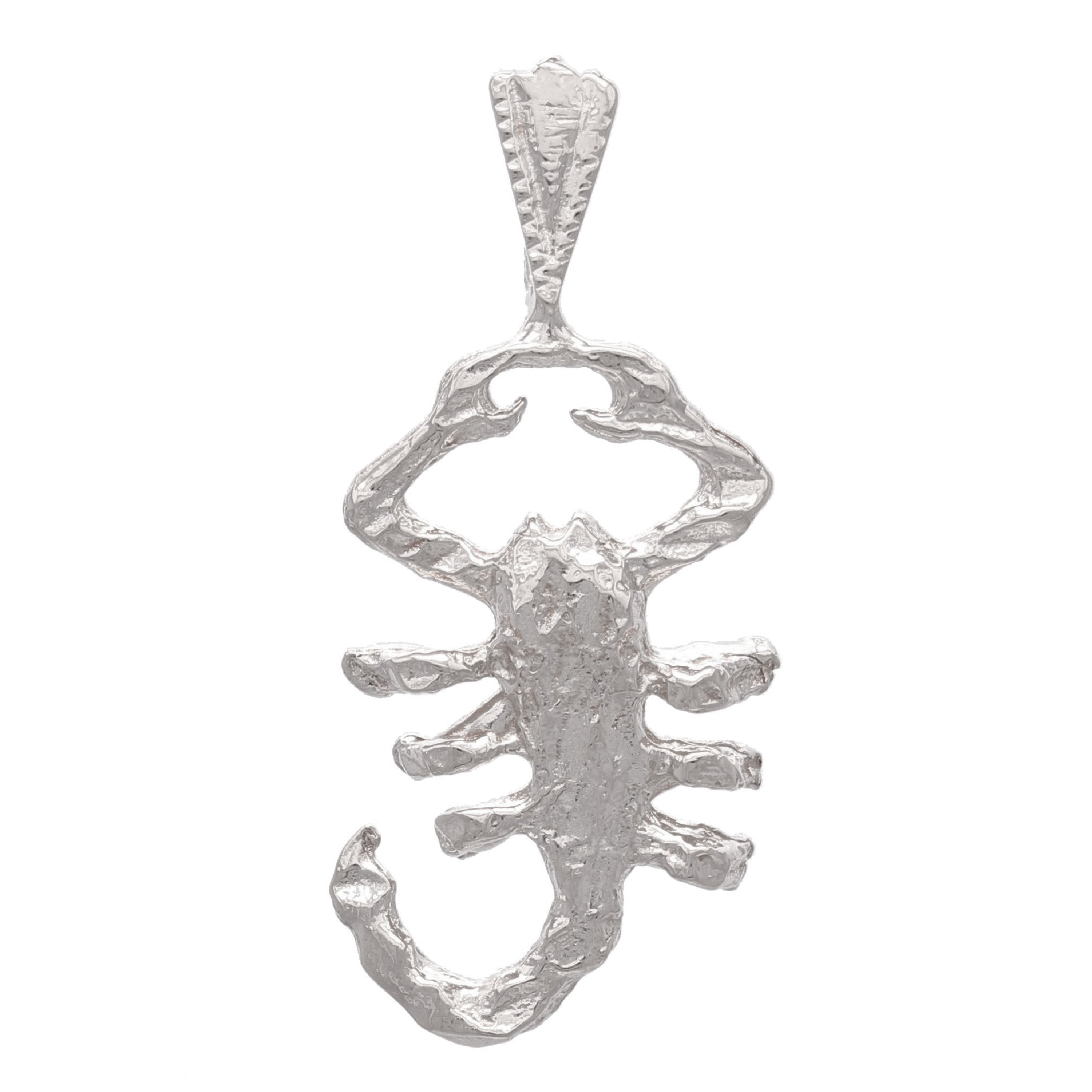 14k White Gold Diamond Cut Zodiac Sign Scorpion Charm Pendant 2.4 grams - White
