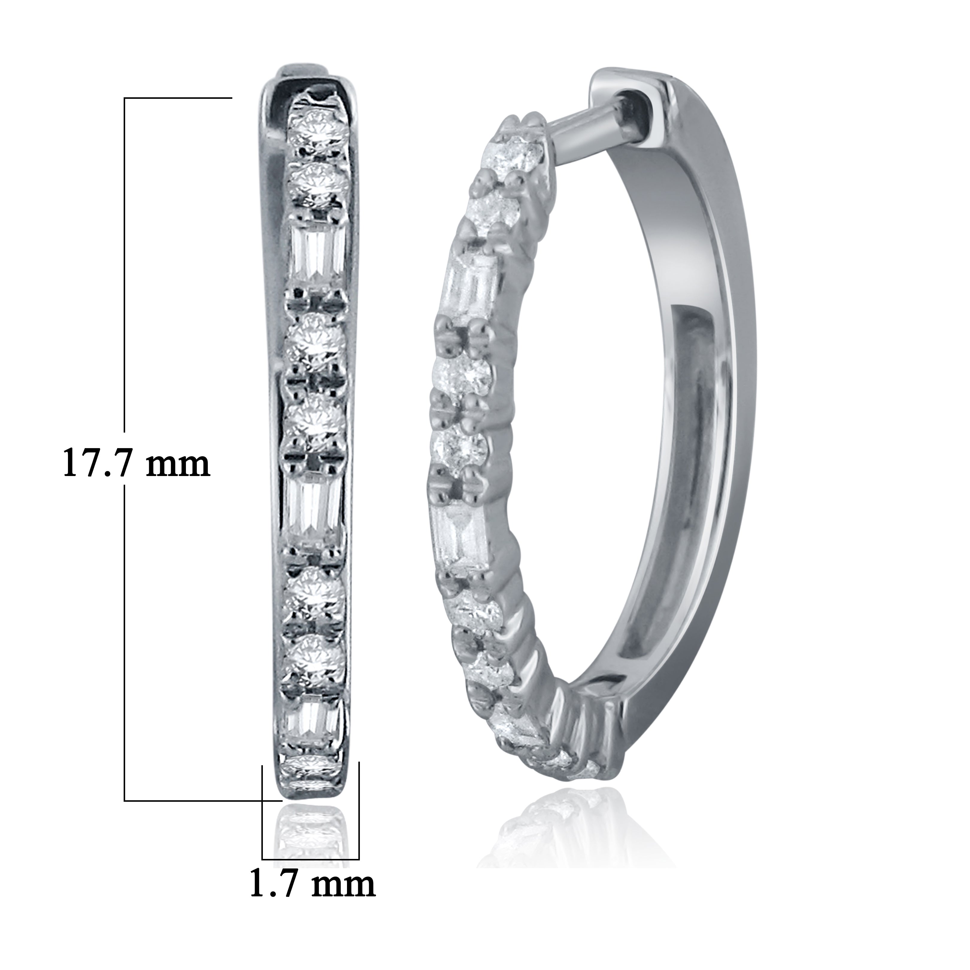 14k White Gold 1/4 ctw Diamond Hoop Earrings
