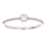 14k White Gold Diamond Stackable Promise Ring Size 5.5 - White,Ring Size 5.5