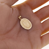 Italian 14k Yellow Gold Miraculous Medal Charm Pendant 25mm x 13.7mm 1.5 grams
