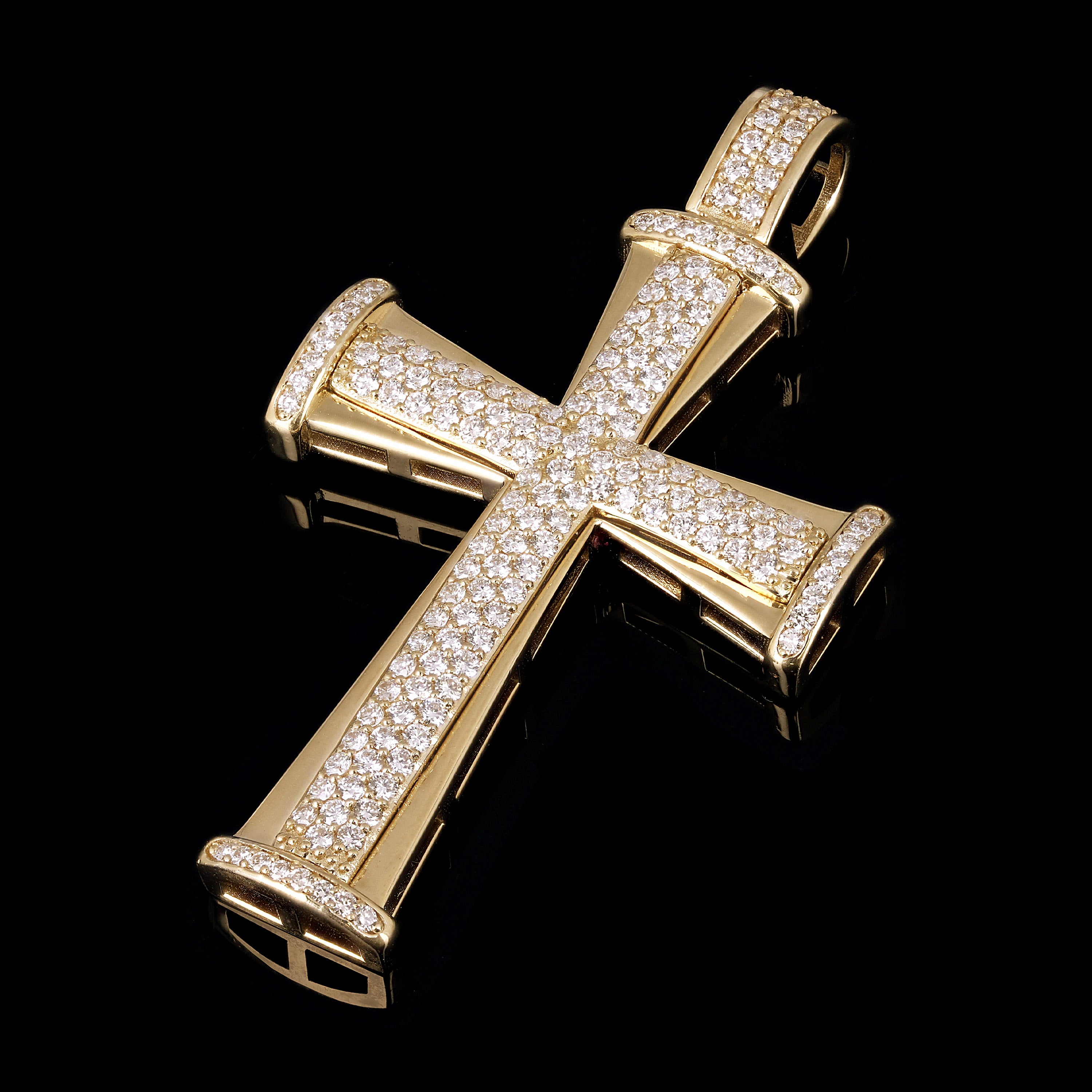 14k Yellow Gold 2.68ctw Diamond Big Cross Pendant 2.4" 20.7 grams