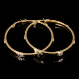 Italian 14k Two-Tone Gold Hollow Screw Design Hoop Earrings 1.4" 3mm 3.1 grams