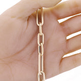 Italian 14k Yellow Gold Plain & Satin Finish Paper Clip Bracelet 7.75" 8.9mm 6g