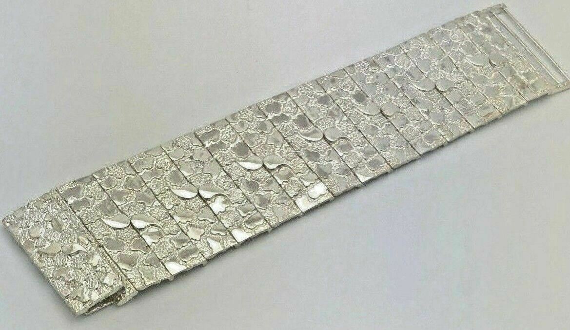 925 Sterling Silver Nugget Bracelet Adjustable 8.5" - 9" 138.2 grams