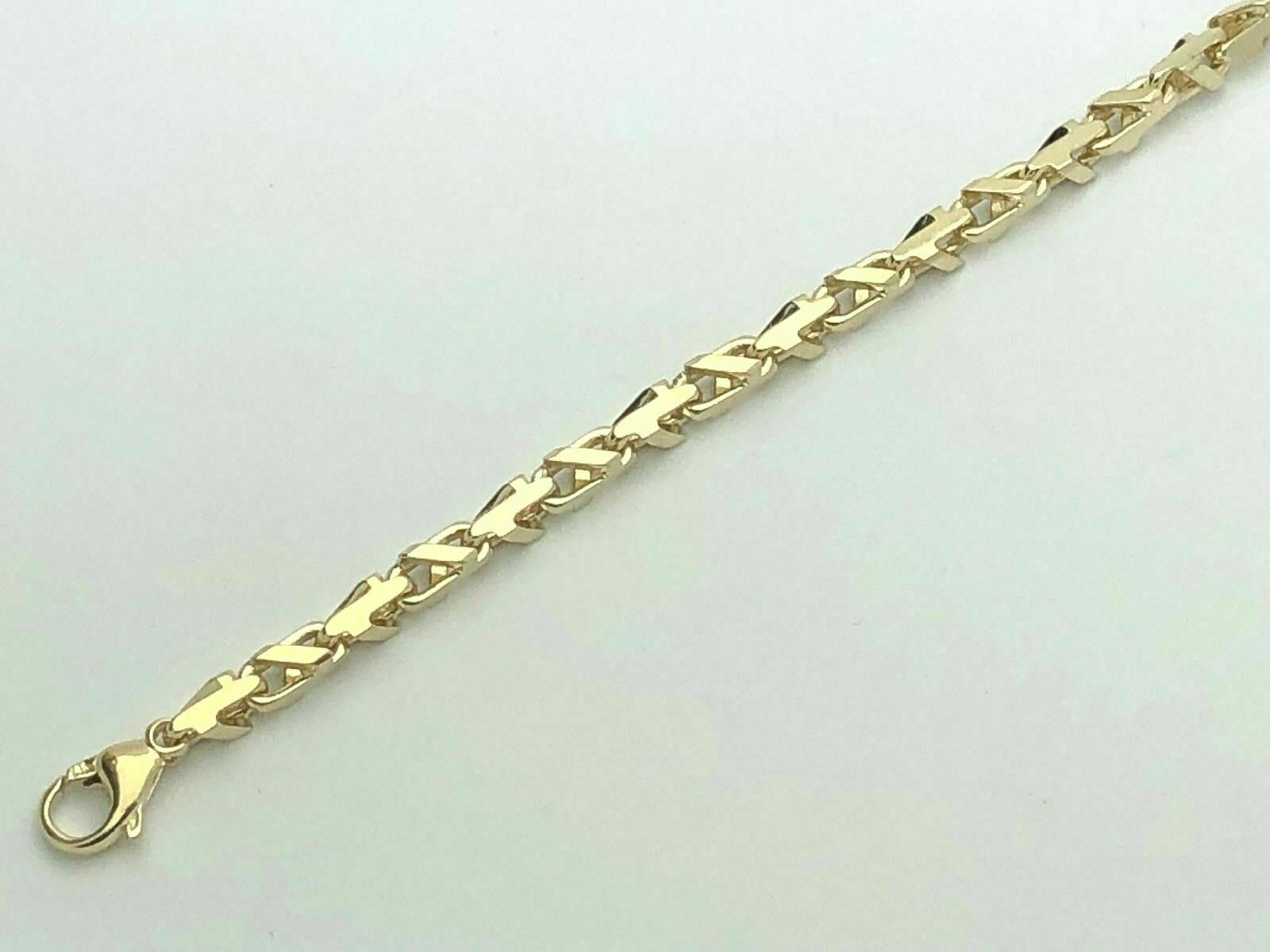 Men's 14k Yellow Gold Handmade Fashion Link Bracelet 7.5" 4.7mm 19.5 grams - 7.5"