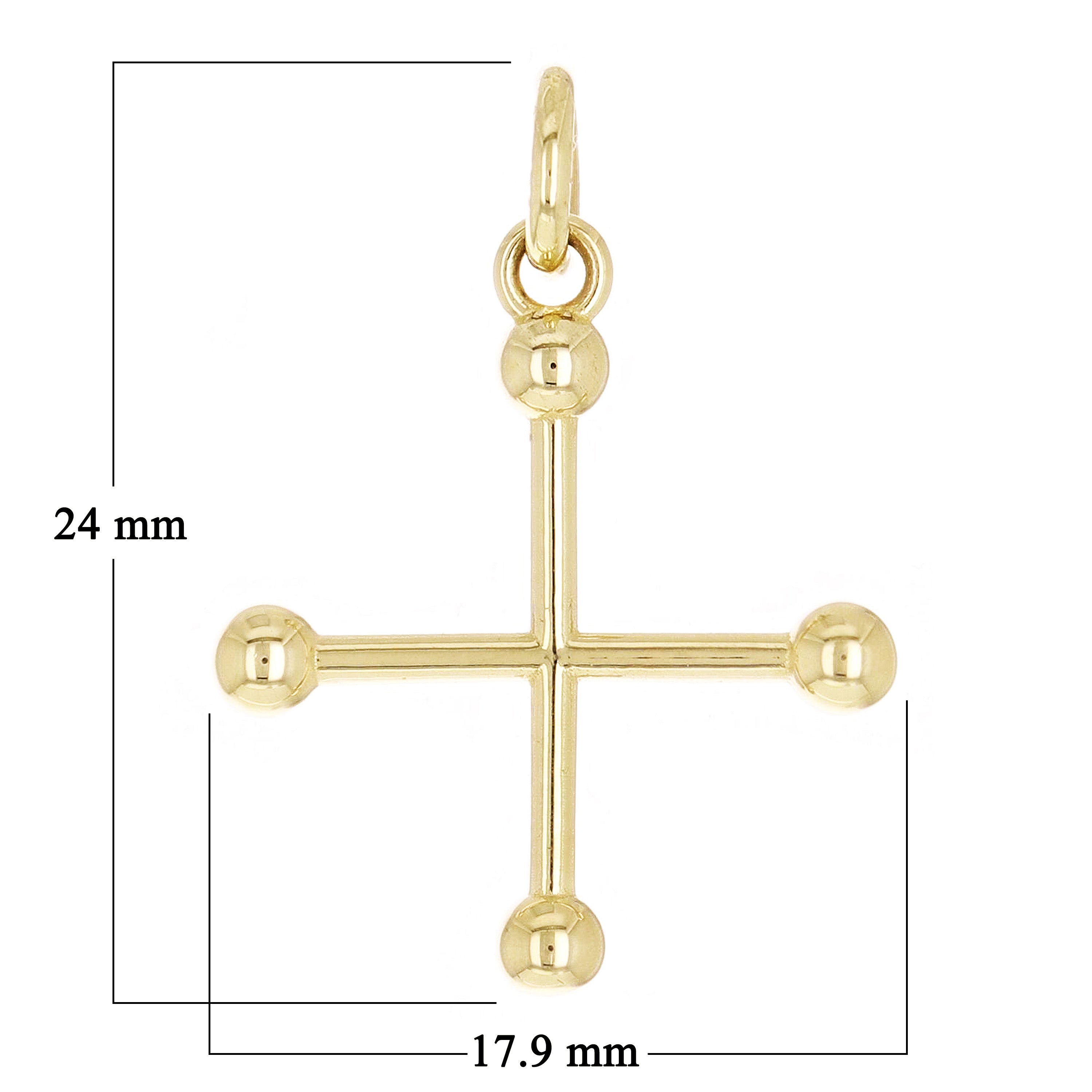 14k Yellow Gold Pommee Cross Charm Pendant 24mm x 17.9mm1.3 grams