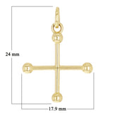 14k Yellow Gold Pommee Cross Charm Pendant 24mm x 17.9mm1.3 grams