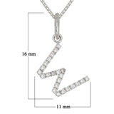 14k White Gold Diamond Initial Letter W Charm Pendant Necklace 18" - Letter W,White