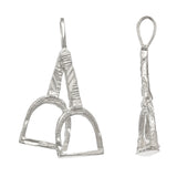 14k White Gold Solid Horse Step Up Stirrup Horse Pendant 1.1 grams - White