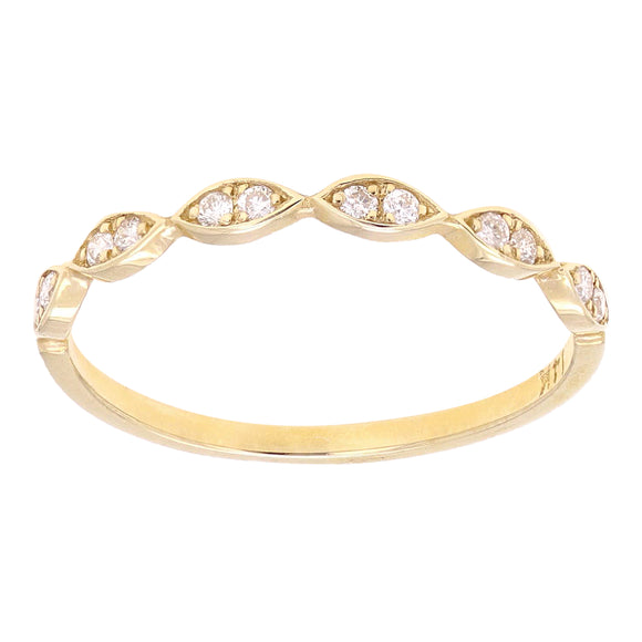 14k Yellow Gold 0.15ctw Diamond Leaf Stacking Band - Yellow