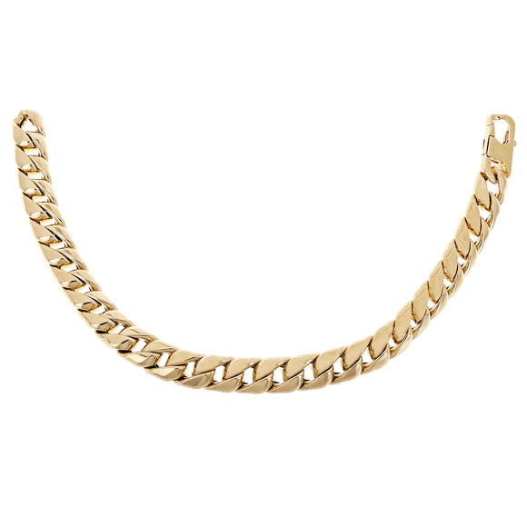 Italian 14k Yellow Gold Hollow Miami Cuban Chain Bracelet 8.25